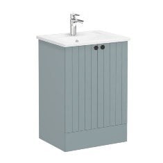 Vitra Root Groove 69327 Lavabo Dolabı, Kapaklı, 60 Cm,Yerden, Mat Fiyord Yeşili, Köşeli Lavabolu